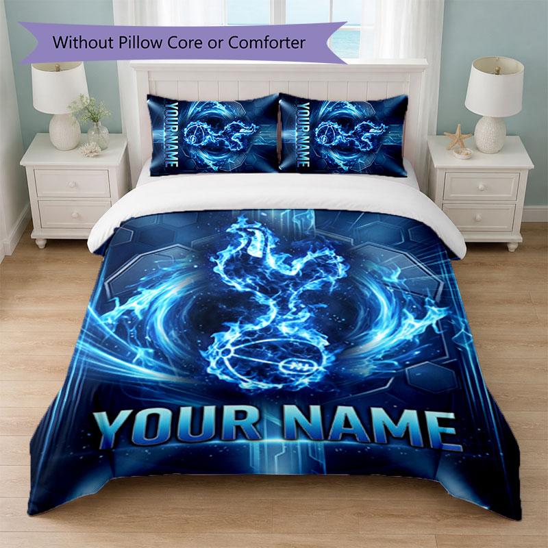 Tottenham Hotspur FC Custom Name Text Bedding Set 1 Duvet Cover+2 Pillowcases Soccer Logo Personalized Gift For Special Occasion Bedroom Decor
