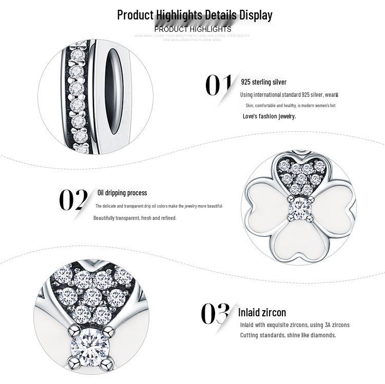 European-American Style DIY S925 Silver Lucky Clover Bracelet with Four-Leaf Clover Pendant (SCC259)