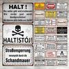 Германия СТОЙ ВНИМАНИЕ Металлическая табличка Немецкие предупреждающие знаки Таблички Опасная зона Винтажная табличка Настенная декоративная