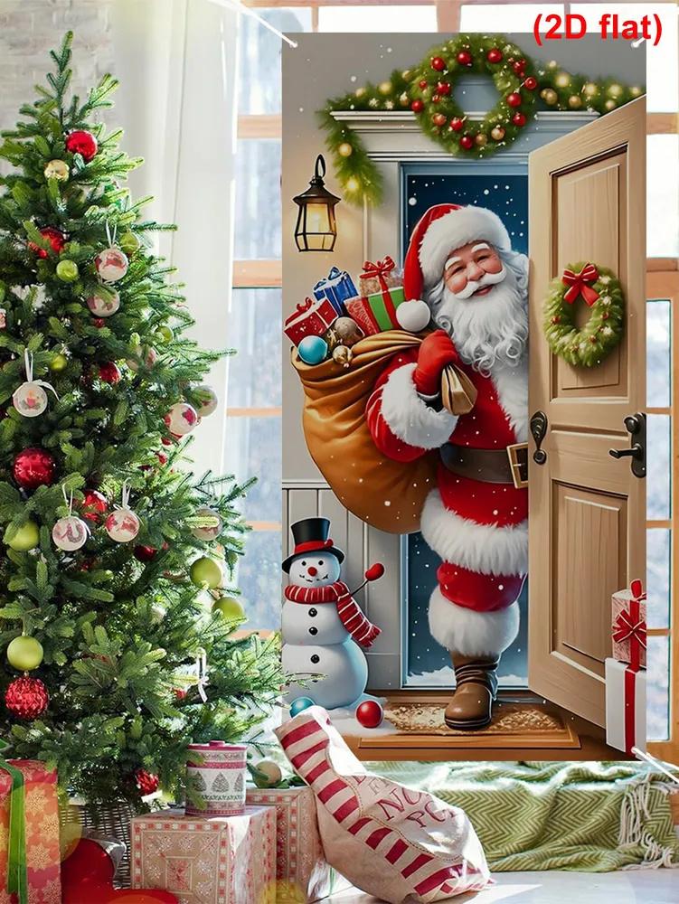 Christmas Creative Decorations Door Cover Banner Hanging Cloth