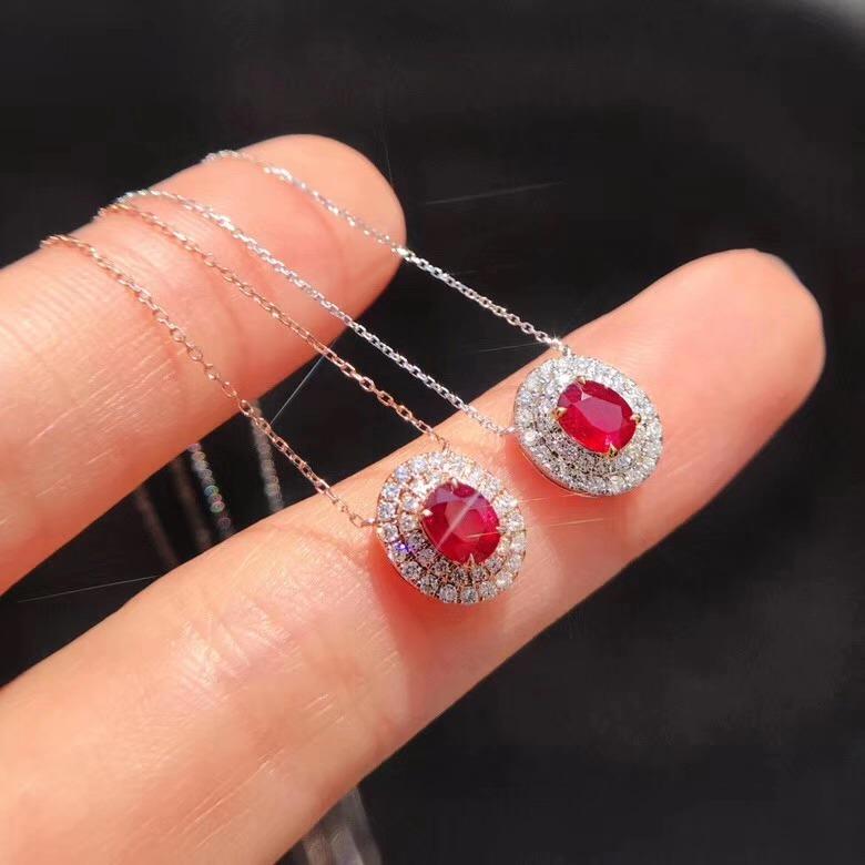 Simple Colored Pigeon Blood Ruby Necklace for Women Ins Light Luxury High End Collarbone Chain Temperament Versatile