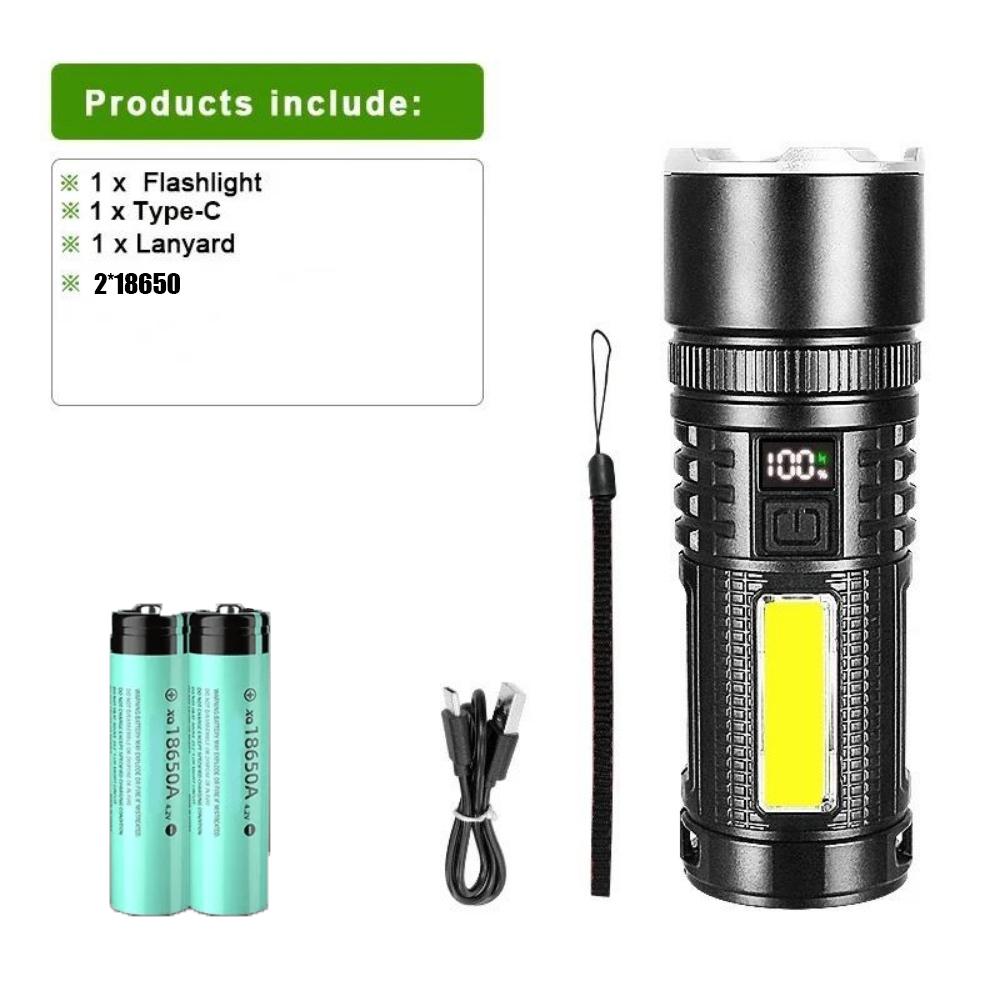 Супер яркий белый лазерный фонарик для кемпинга на открытом воздухе USB перезаряжаемый фонарик с телескопическим зумом цифровой дисплей фонарь