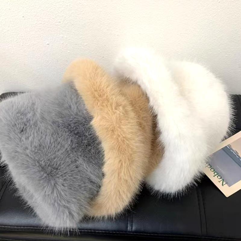 Y2k пушистые искусственные меховые панамы для женщин из кроличьего меха, теплая толстая плюшевая зимняя шапка для женщин, роскошная хип-поп-вечеринка, панама, кепка рыбака