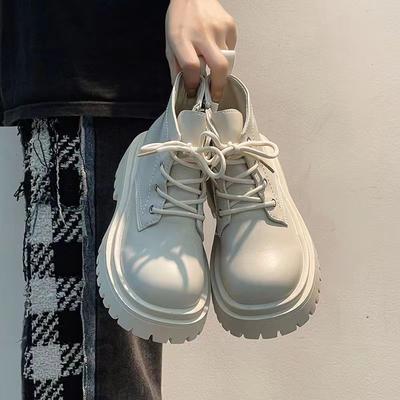 Обувь рабочие ботинки элегантные на среднем каблуке женские ботильоны армейские короткие туфли для женщин в стиле панк белые ПУ распродажа новые