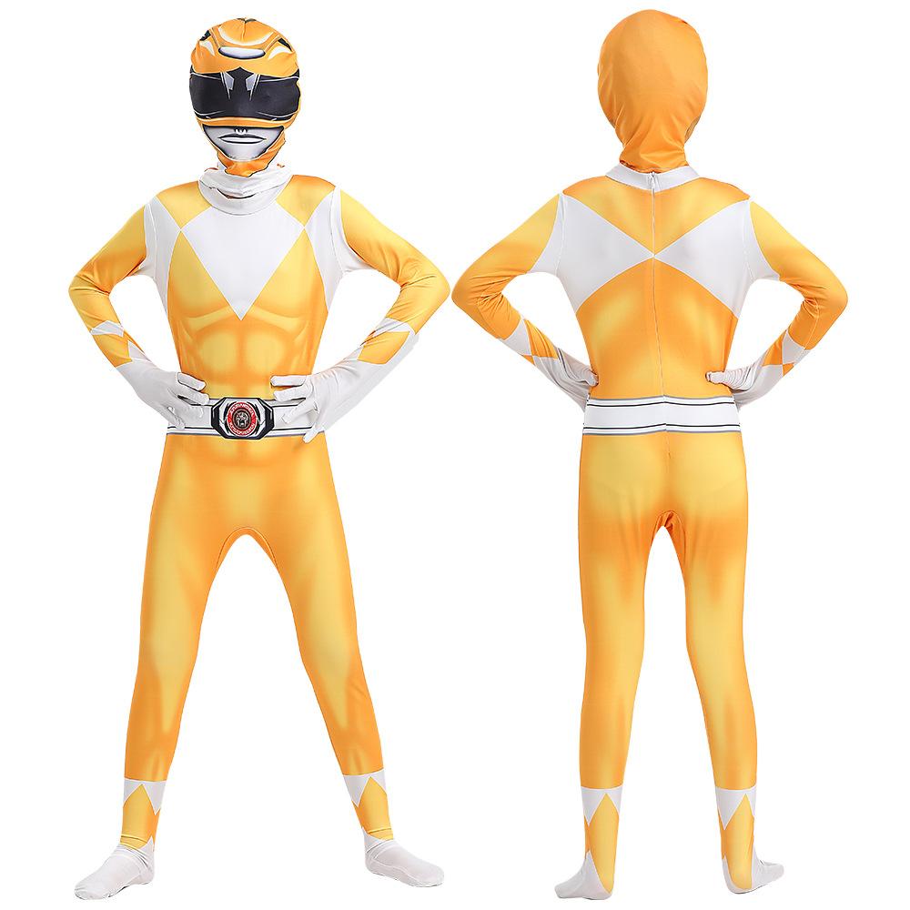Косплей Mighty Morphin Power Взрослый Детский костюм Маска супергероя Комбинезон Zentai Костюм Карнавальное празднование Косплей Рейнджеров боди мужской