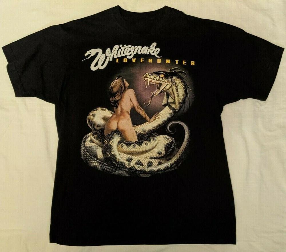 Винтажная мужская черная футболка Whitesnake LOVEHUNTER Tour Concert S-5XL Хлопок FF142 Унисекс