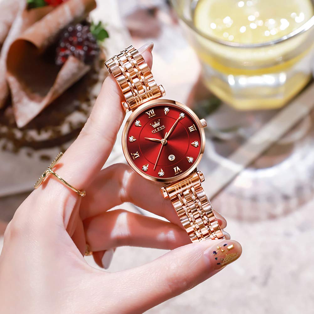 OLEVS Arm японские ультра розовые нержавеющая сталь стильные водонепроницаемые часы браслет розовый день подарок для часов на Рождество подарок OLEVS женские часы,