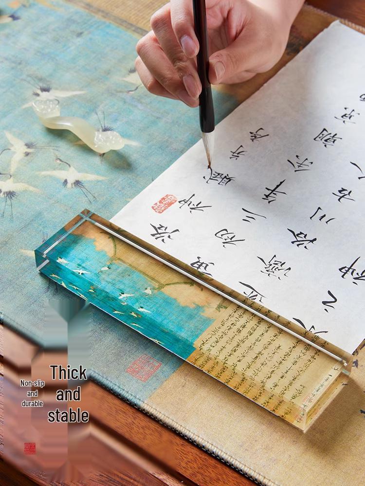 20cm Creative Crystal Paperweight: Calligraphy & Stone-Inspired Ruler