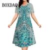 Синее женское платье с 3D-принтом и цветочным принтом больших размеров, летняя одежда, модное свободное платье А-силуэта с коротким рукавом, повседневные платья больших размеров