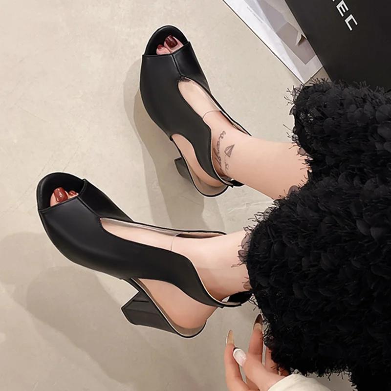 Fashion High Heels Woman Sandals Chunky Fashion Cozy Shoes Dress Elegant Pumps Summer Woman Heeled Shoes 2025 New Sandalias De Mujer