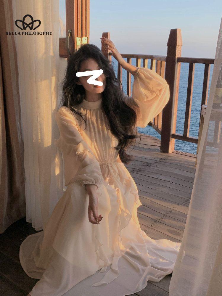 Летнее пляжное праздничное длинное платье Y2k с оборками, винтажное офисное женское повседневное элегантное праздничное платье с длинными рукавами, корейская одежда