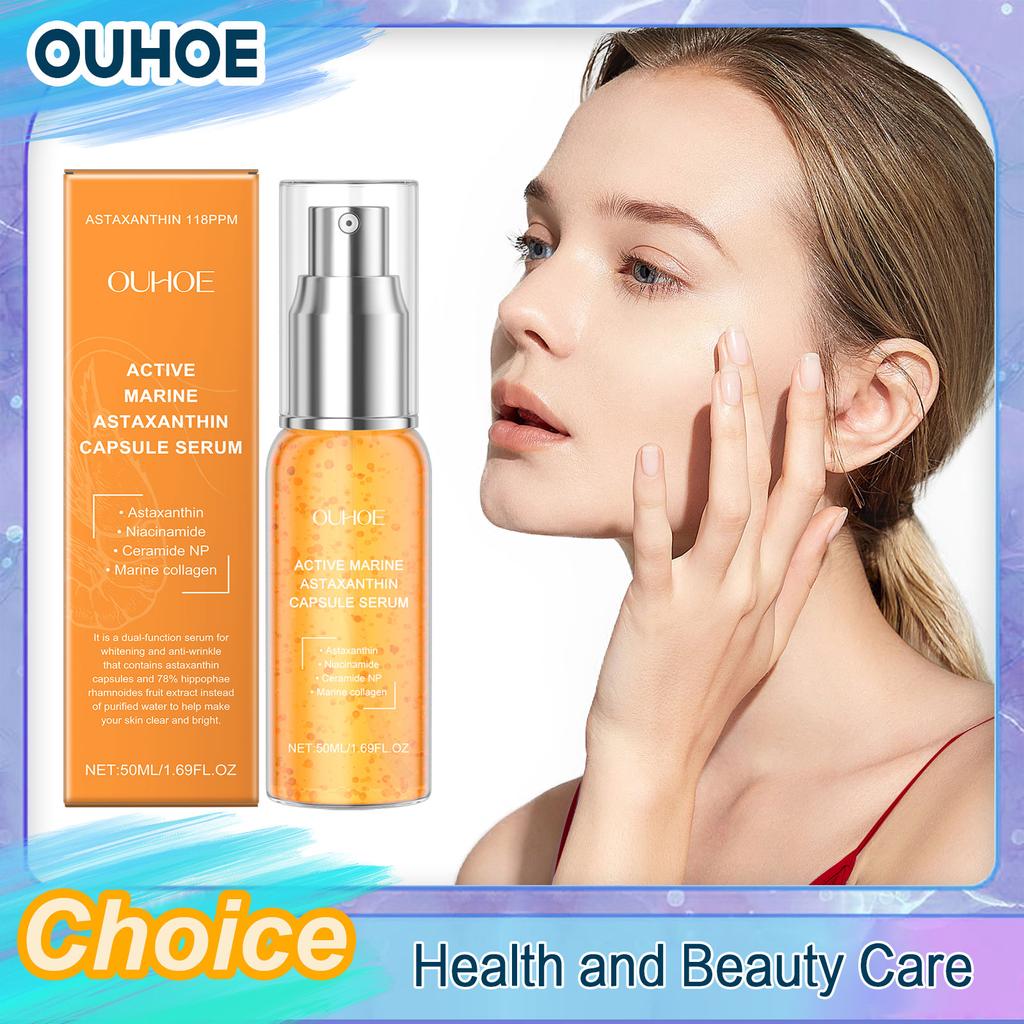 Коллаген Астаксантин Сыворотка для лица Осветляющая темные пятна Пигментация Антивозрастная Осветляющая Омоложение Увлажняющая Эссенция для ухода за кожей