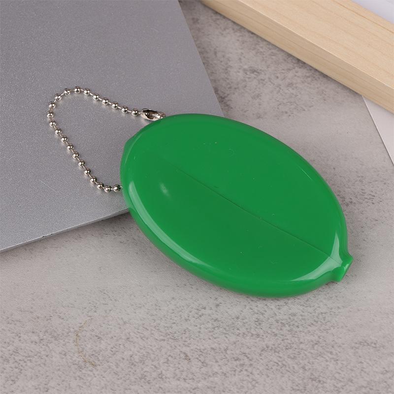 Solid Color PVC Fashion Portable Bag Pendant Small Oval Coin Purse Mini Earrings Rings Storage Box With Chain