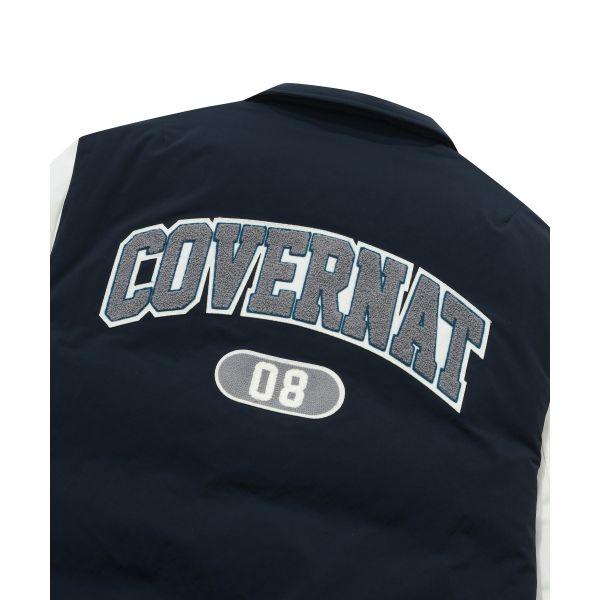 Covernat Single Breasted Long Sleeve Casual Comfortable Simple Lapel Down Jacket Unisex Outerwear Navy-Blue CO2404DP11NA