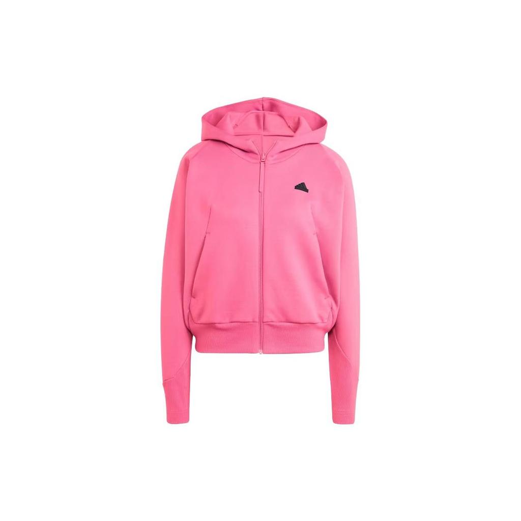 Adidas Z.N.E. Full-Zip Hooded Sweatshirt with Monochrome Logo Women Hoodie Pink IN5131
