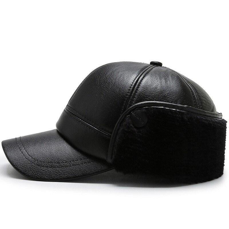 Northwood Теплая зимняя шапка-бомбер из искусственной кожи, черная бейсболка для мужчин, бархатная толстая мужская кепка-ушанка Snapback