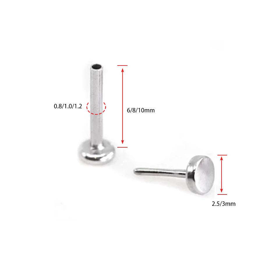 Титановая сталь Коническая штанга-диск для пирсинга губы, уха и носа (0,8-1,2 мм)