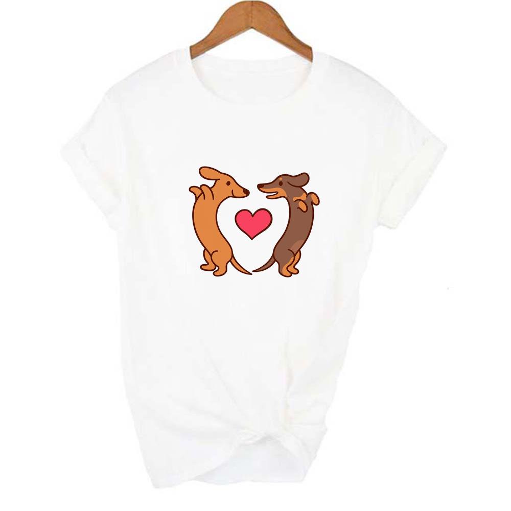Funny Dachshund Dog Print T-Shirts For Women Short Sleeve Y2K Top Harajuku Graphic T Shirt Kawaii Clothing Oversized Casual Tee