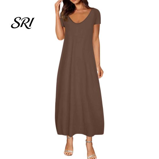 Breathable Summer Dress Long Nightgown for Women Short Sleeve Crew Neck Lounge Relaxed Fit Night Casual A-Line T Shirt Comfortable