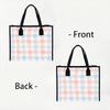 Pastel Plaid Tote Bag Casual Daily Large Capacity Shoulder Handbag for Women