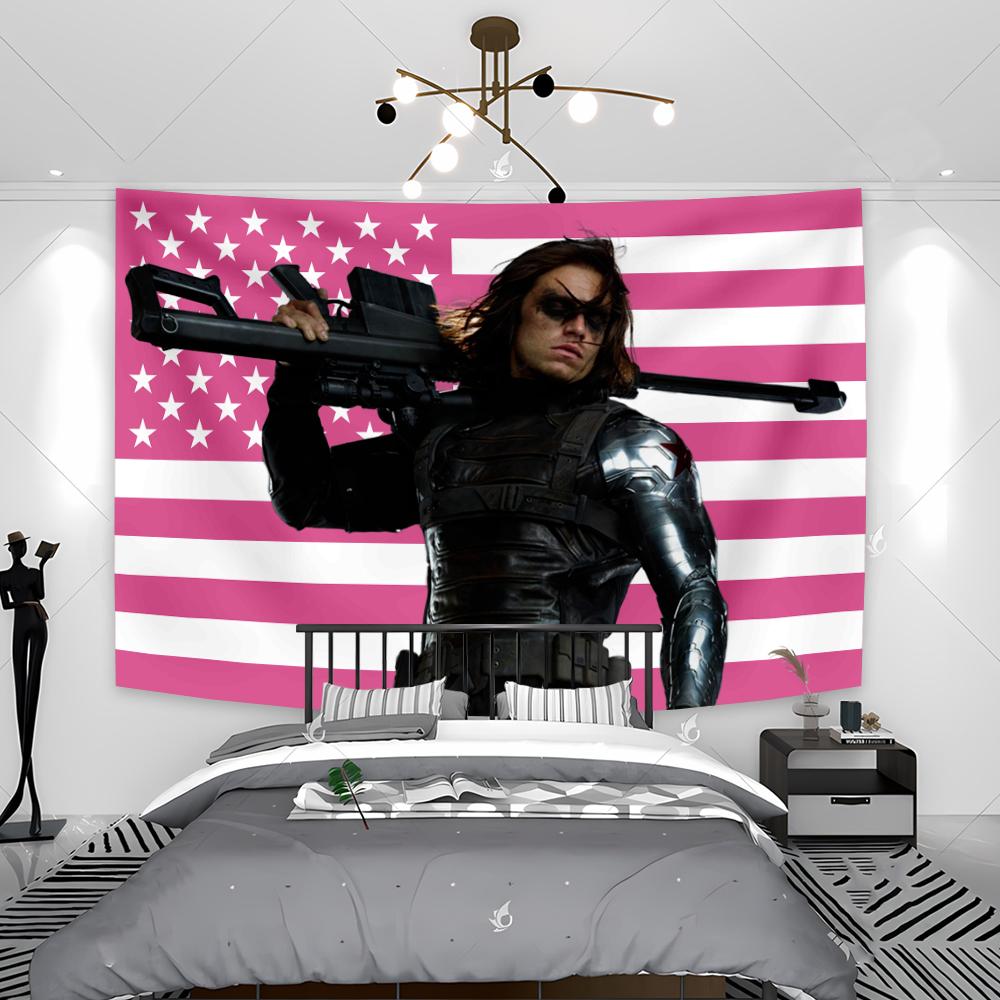 Bucky Pink American Flag Tapestry Wall Hanging Bedroom Home Decor Background Cloth Festival Gifts Banners Dorm Room Decoration