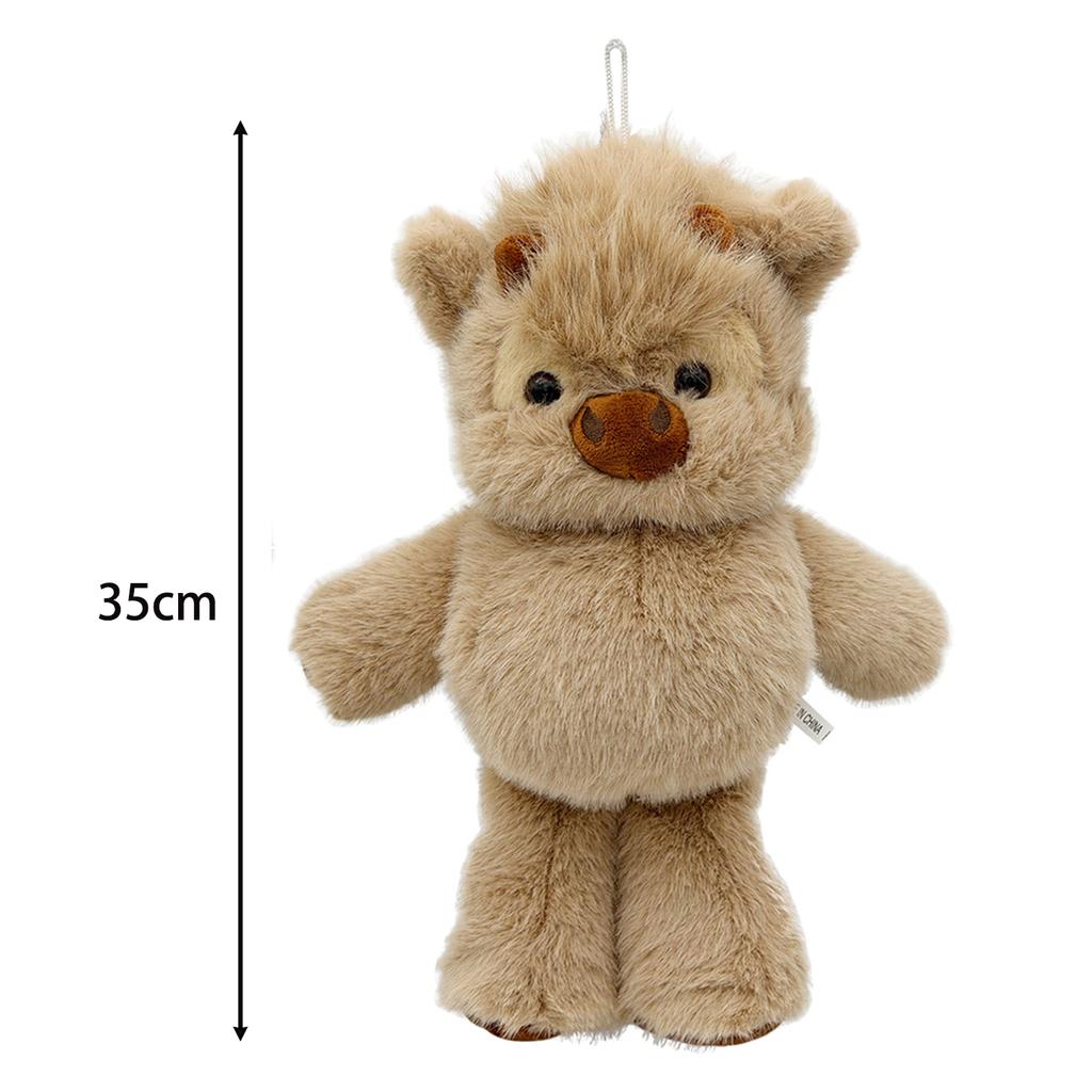 TreasuringU New 35cm/45cm Highland Cattle Plush Toy Cute Brown Cow Stuffed Doll Animals Plushie Home Decoration Birthday Gift