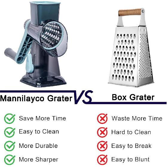 Rotary Cheese Grater Cheese Shredder, Cheese Grater Handheld with Strong Suction Base,Kitchen Vegetable Slicer 3 Replaceable Stainless Drum Blades