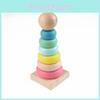Tower Rainbow Wooden Stacking Toy Kids Colors Number Recognition Game Puzzle