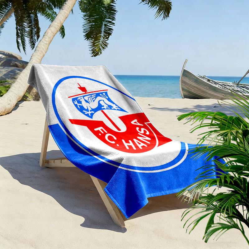 FC Hansa Print Beach Towel, Large Soft Quick Dry Towel for Beach Camping Swimming