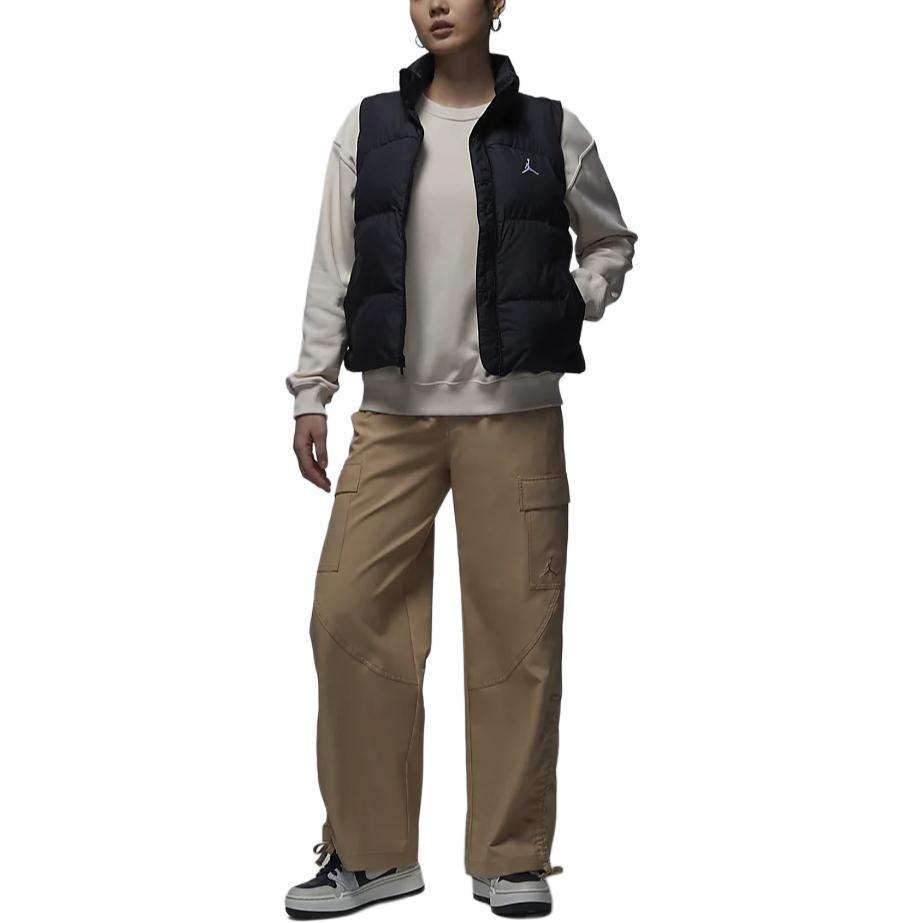 Jordan Модный простой теплый жилет с воротником-стойкой, женские жилеты, черный, белый FV7150-010