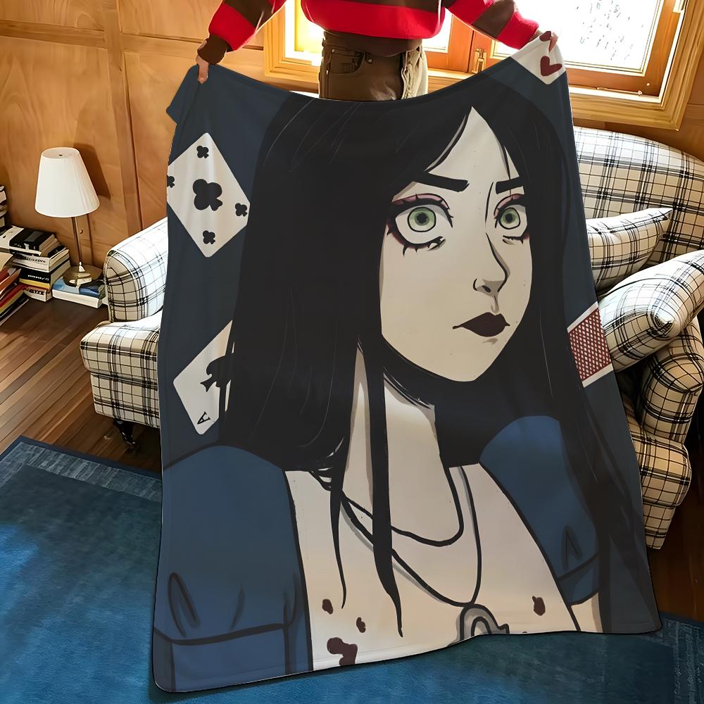 Игровое одеяло A-Alice M-Madness R-Returns, флисовое, уютное, с принтом, портативное, прочное, машинная стирка, милое, классное