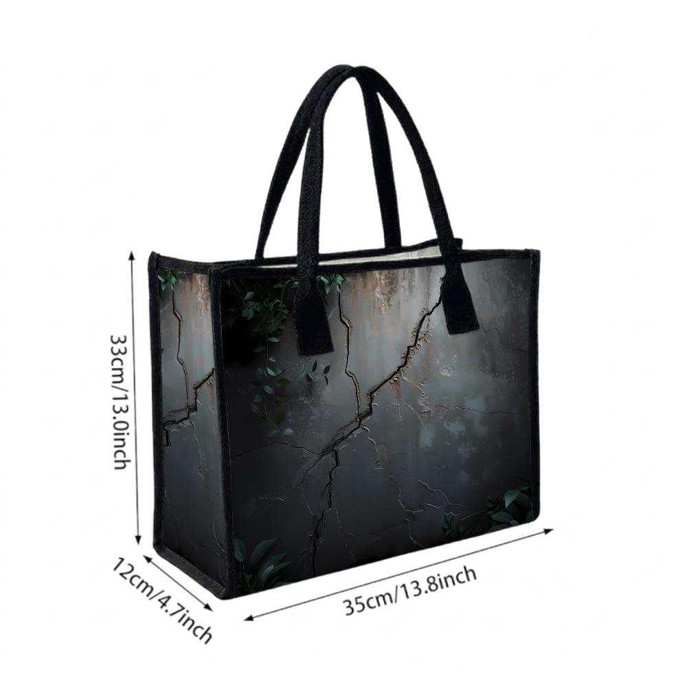 Vintage Cracked Print Large Capacity Tote Bag Fashion Daily Shoulder Bag