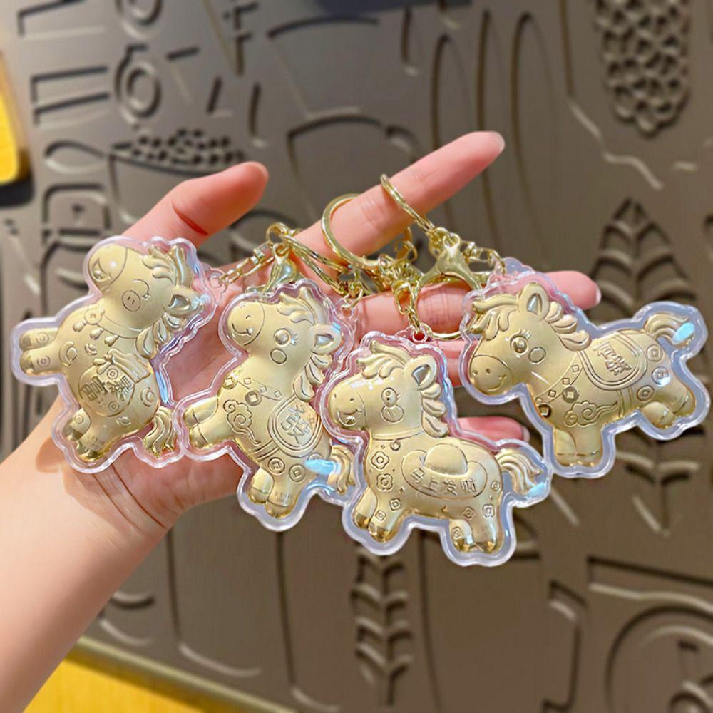 Wealthy Gold Horse Keychains Luck Bag Pendant Bags Accessory Pony Keychain  Chinese New Year