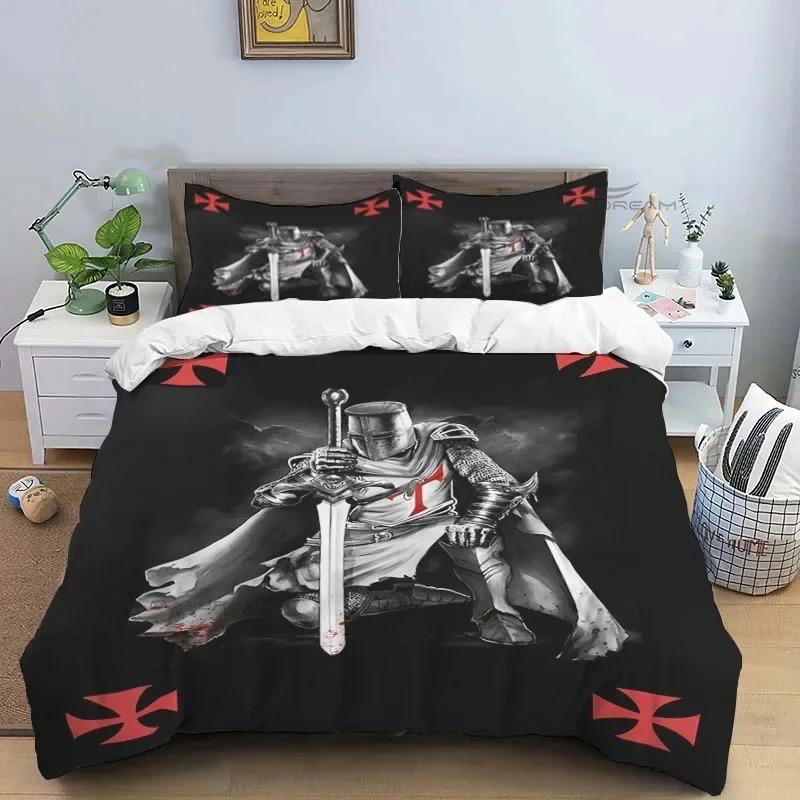 Medieval Knights Templar Comforter Bedding Set King Size Duvet Cover Quilt Pillowcase