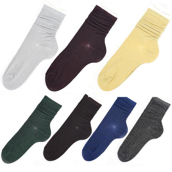 Модные женские блестящие носки, осенне-зимние однотонные повседневные носки, подарок