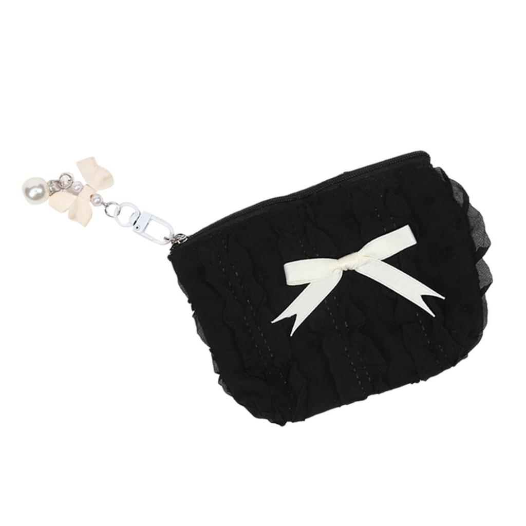 Милый кружевной кошелек с бантом, портативная косметичка для хранения, ключница, косметичка для помады, органайзер для наушников, клатч, сумки на молнии, женские кошельки