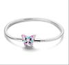 Heart Shaped Zircon Butterfly Base Bangle Single Wear Copper Silver Plated Colorful Snake Bone Bracelet