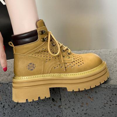 Дышащие ажурные ботинки, Ботинки на толстой подошве с увеличением роста, Ботинки для пешего туризма на открытом воздухе, Женская обувь