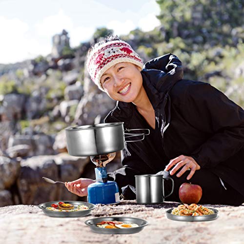 LIOOBO Camping Utensils, Camping Cookware Set, Cooking Set, Hiking Pot, Portable Camping Pot, Foldable, with Storage Bag, 8-Piece Set