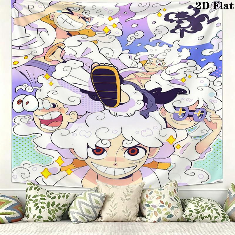 Тканевое панно One Piece Gear Эстетичное настенное панно Напечатанная ткань Покрывало Декоративные гобелены Для спальни Гостиной Домашний декор