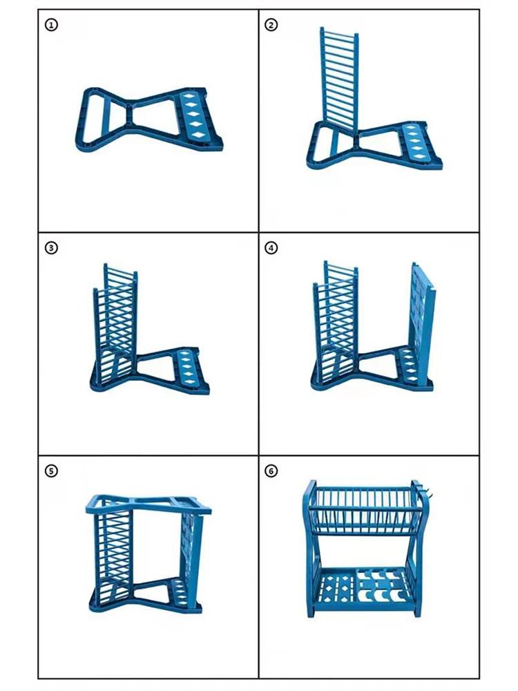 Держатель для столешницы кухонной мойки Кухонные принадлежности Сушилка для посуды Двухъярусная пластиковая сушилка для посуды Подставка для сушки Хранение чашек и столовых приборов