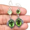 Peridot Quartz Gemstone Handmade Silver Jewelry Earrings 1.5''