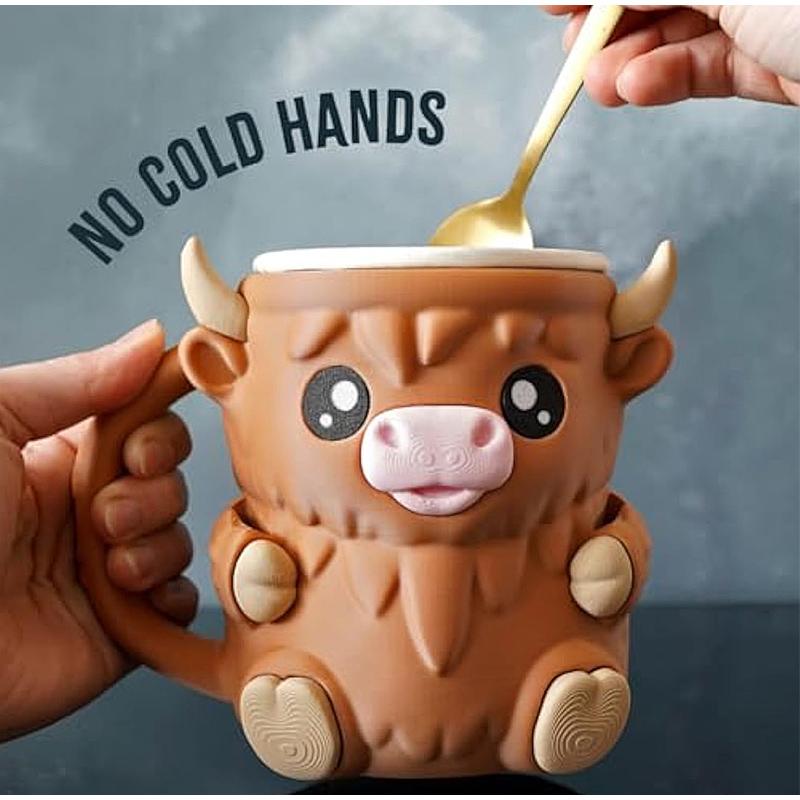 New Creative Cute Cow Cup Cow Shaped Ice Cream Cup With Snack Drawer And Handle High Beauty Reusable Mug  Birthday Present