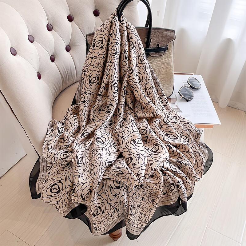 Silk Scarf Gift Box Group Purchase Companion Gift Shawl Elegant Outer Wear Birthday Present for Elders And Mothers, Dark Brush