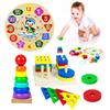 Wooden Puzzle, Shape Matching Toy, Montessori, Threading Blocks, Wooden Clock, Kids, Boys, Girls, Babies, Shape Recognition, Color Recognition, Early