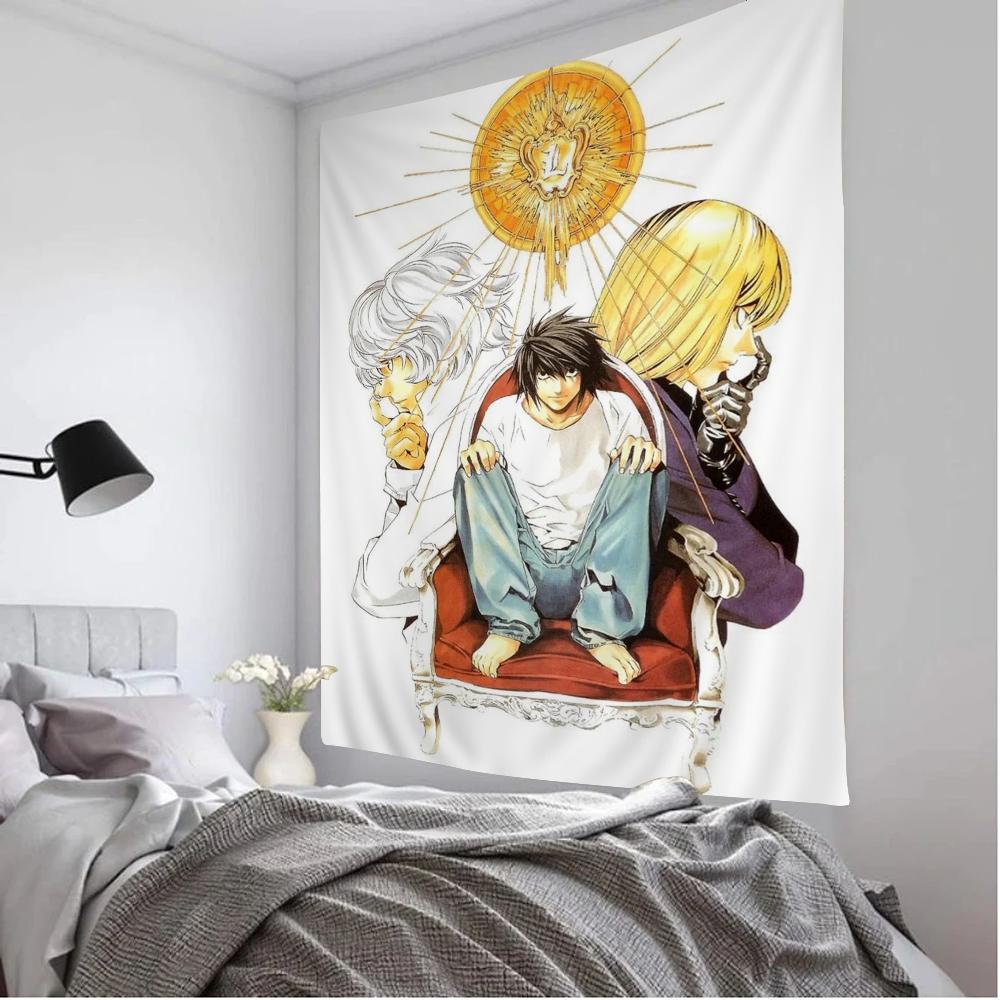 Death Note Tapestry Print Large Wall Art SciFi Living Room Home Decor Blanket for Bedroom Dorm Wall Hanging Design