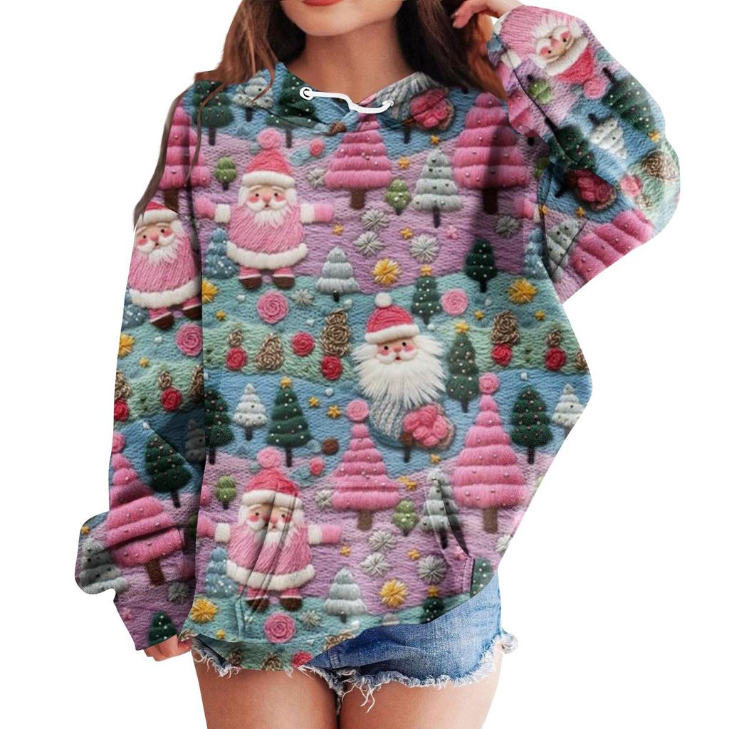 Детские толстовки с капюшоном, свободные рождественские принты, спортивная рубашка с капюшоном, модная спортивная рубашка