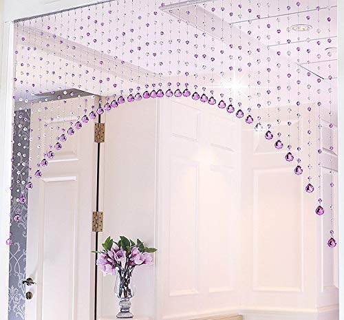 45 String Fancy Sparkling Arch Bead Hanging Curtain With Glass Drops - Purple