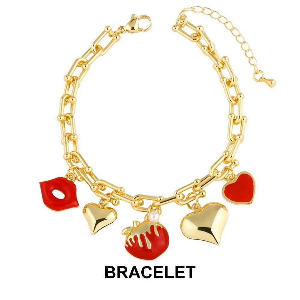Fruit Series Strawberry Necklace Retro European Style Pitaya Chain Choker Summer Fruit Party