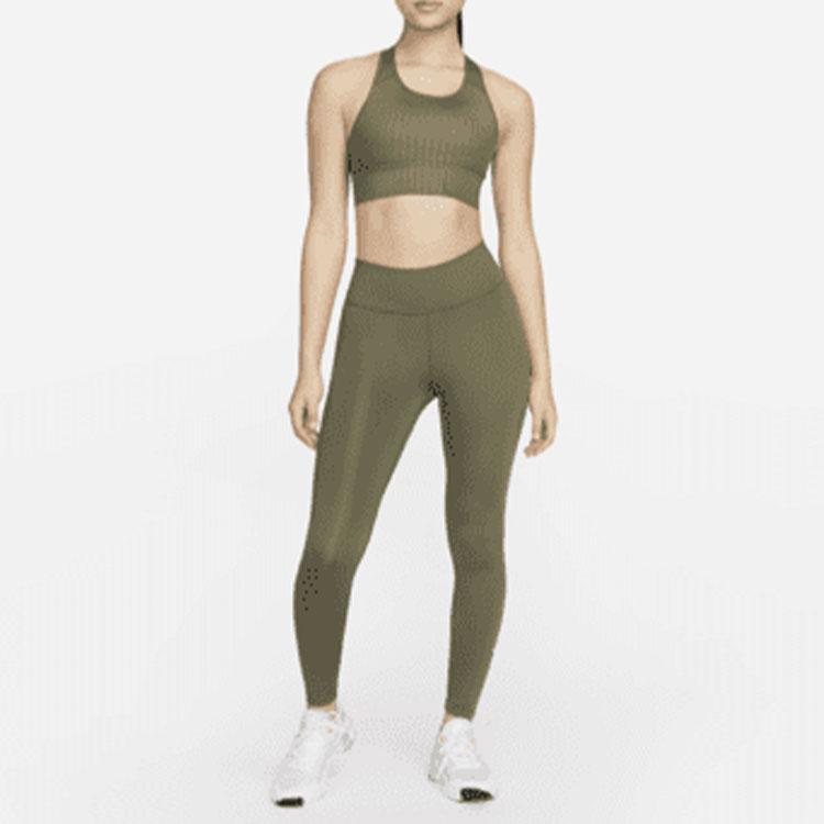Nike Средняя поддержка однотонный дышащий мягкий спортивный топ с принтом женские топы оливково-зеленый DM0554-222